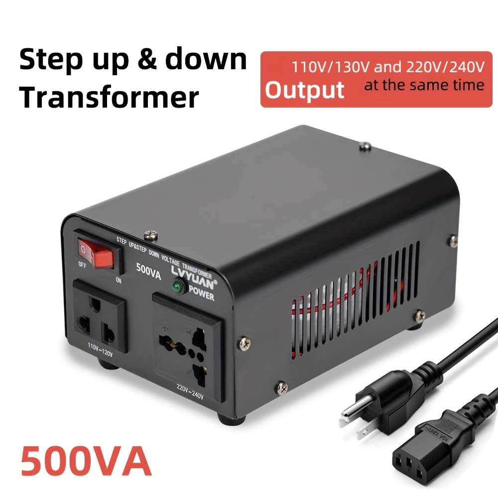 

Voltage Transformer Converter 500 Watt Step Up/down Convert From 110-120 Volt To 220-240 Volt And From 220-240 Volt To 110-120 Volt With Us Outlet, Universal Outlet, Circuit Breaker