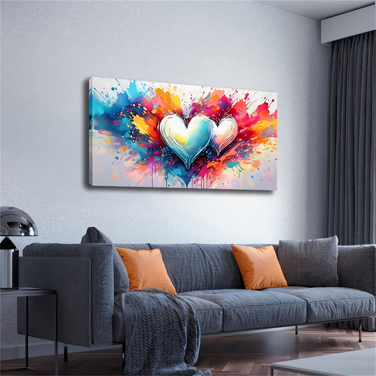TEMU Large Size Canvas Painting With Frame, In Front Of Colorful Colors For Home, Living Room, Bedroom, Coffee Shop, Office, 20x40 Inches, 50x100cm,