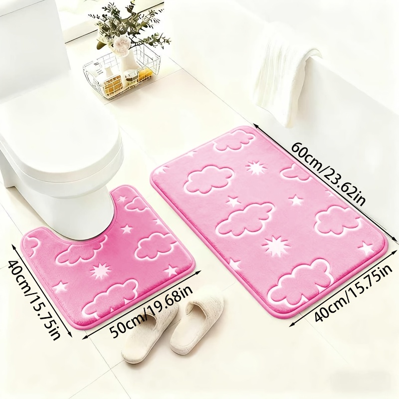 TEMU 2pcs -dark Anti-slip Mat Set Bathroom Mat Set Toilet Bathroom Decor Super Absorbent