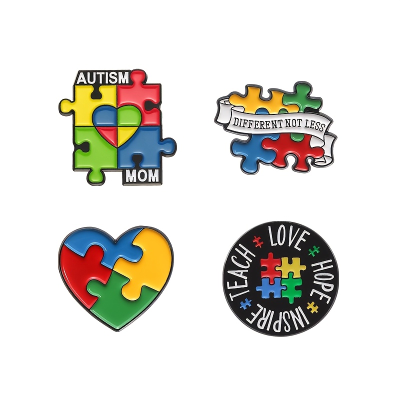 E-shop 4-teiliges kreatives Farbpuzzle-Brosche Interessantes unregelmäßiges Abzeichen Unisex-Legierungsschnalle Anstecknadel Kleidung Rucksack Hut