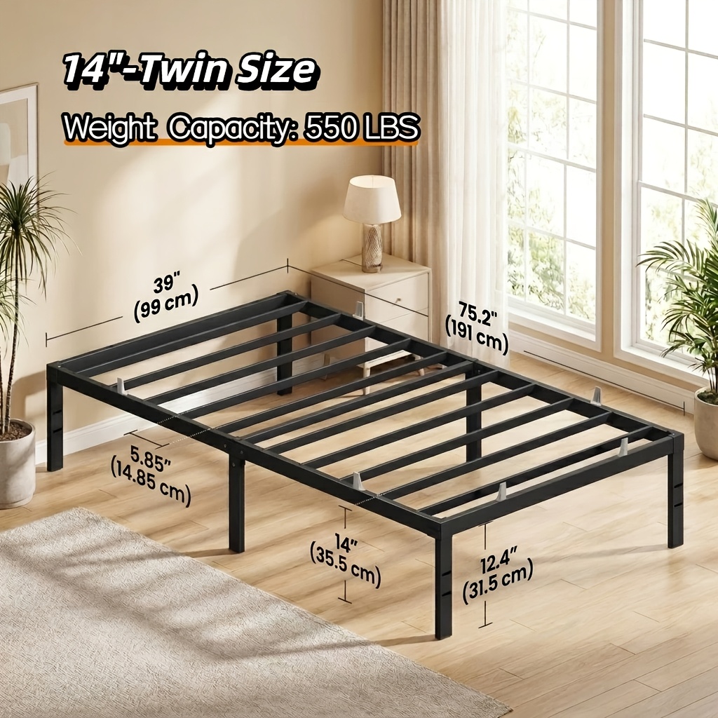 TEMU Heavy Duty Metal Platform Bed Frame With Under-bed Storage, Spring Needed, 14/16/18 Inch Height, Twin/full/queen/king Size, Easy Assembly Black