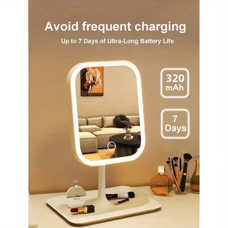 portable lighted makeup with usb powered lighting rechargeable battery compact desktop vanity for students dorms usb powered makeup Product details 4
