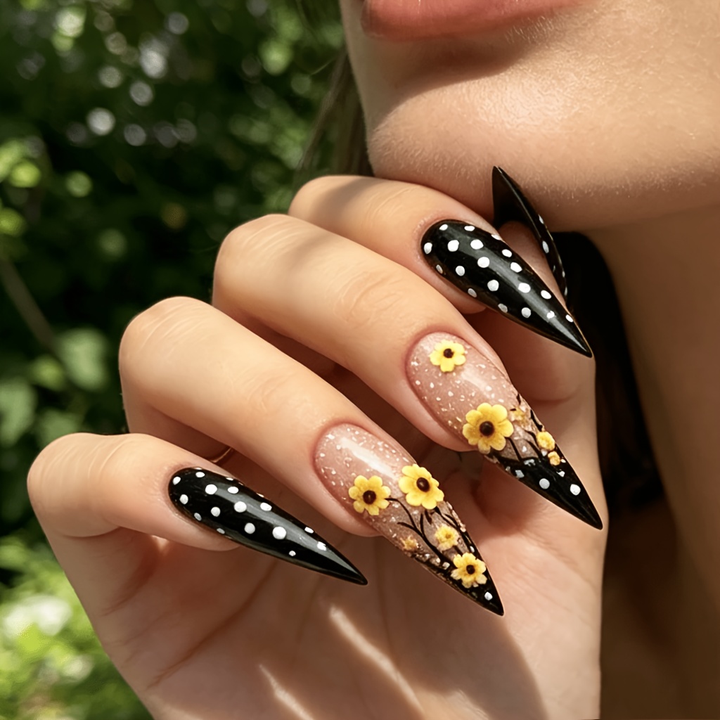 TEMU Unghie finte lucide, , di media lunghezza, a punta lunga, 24 pezzi, adesivi per unghie press-on, unghie stile Y2K, nail art , set di unghie,