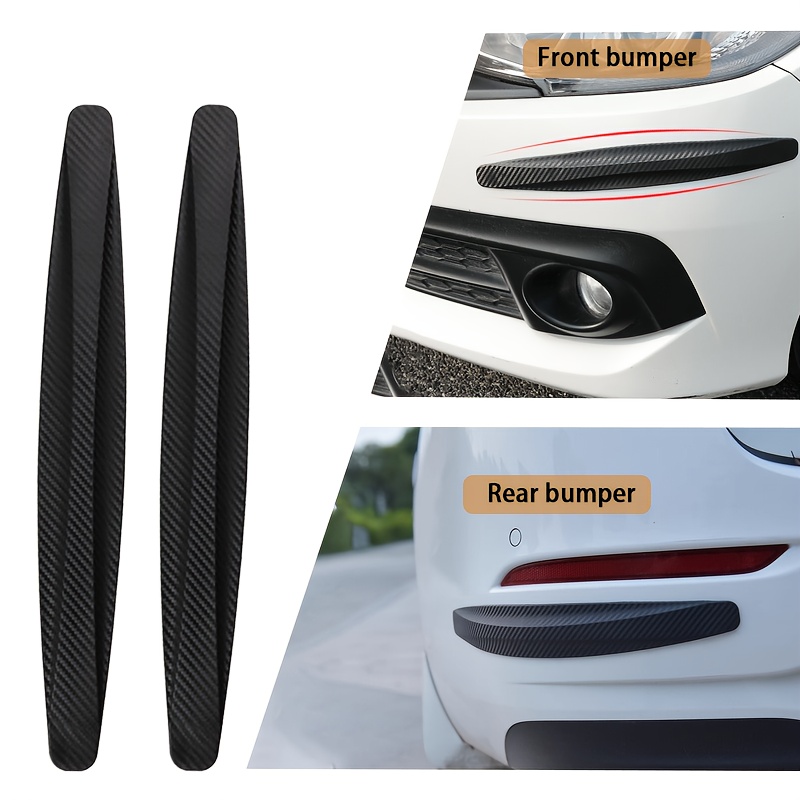 TEMU 2pcs Car Front And Rear Anti-collision Carbon Fiber Style Protective Strips, Scratch-resistant Trim. Made With Strong Double-sided Adhesive And