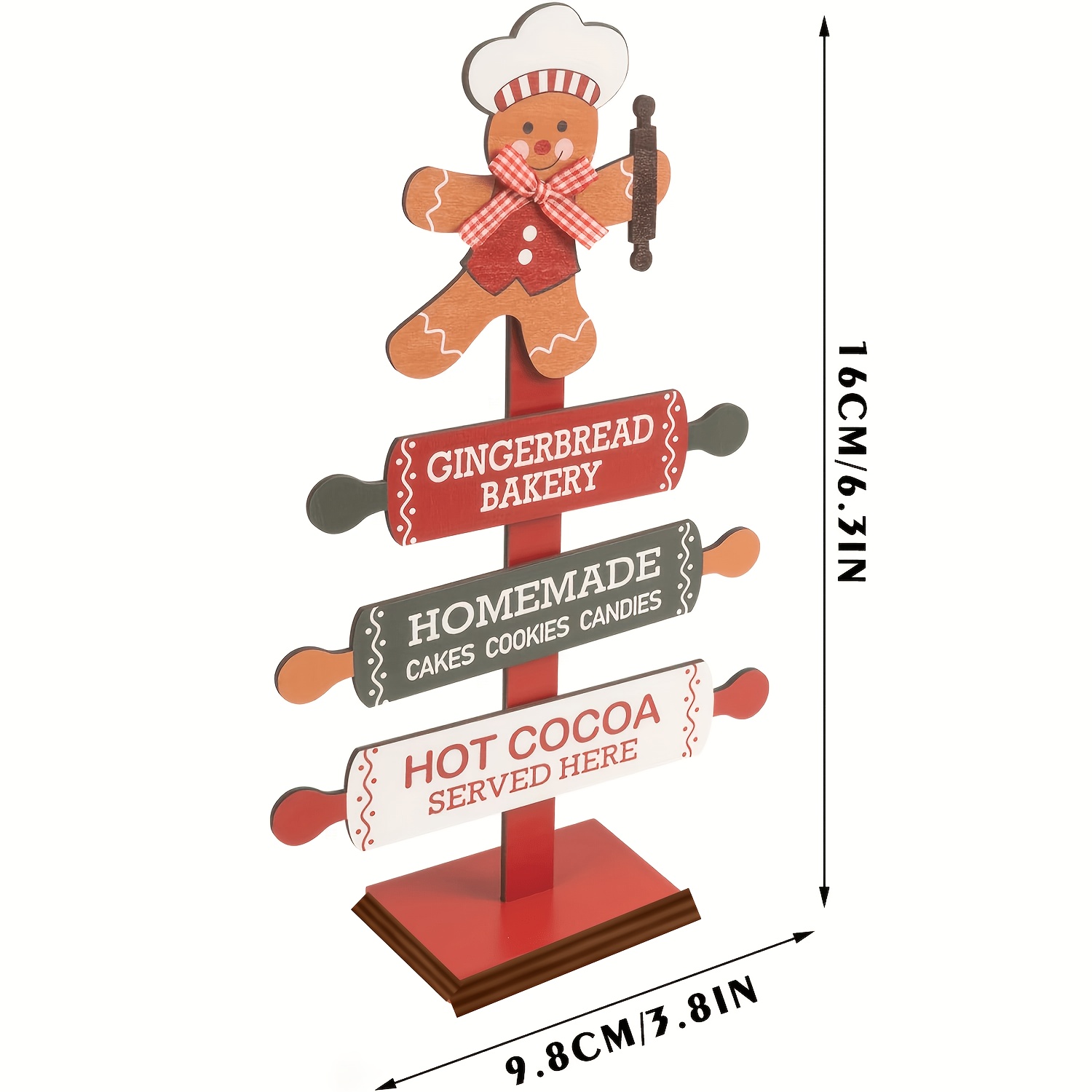 TEMU 2d Flat, 1pc Wooden, Christmas Gingerbread Man Kitchen Table Decoration, Indoor Christmas Holiday Wooden Gingerbread, Table Centerpiece Home