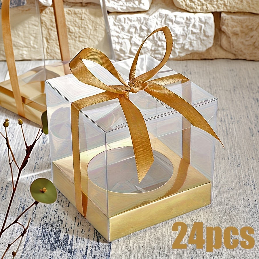 E-shop Geschenk für Sie/Ihn 24-teiliges Set faltbare Schleifenknoten transparente Geschenkboxen aus Kunststoff - Geeignet für Weihnachten, Hochzeiten,