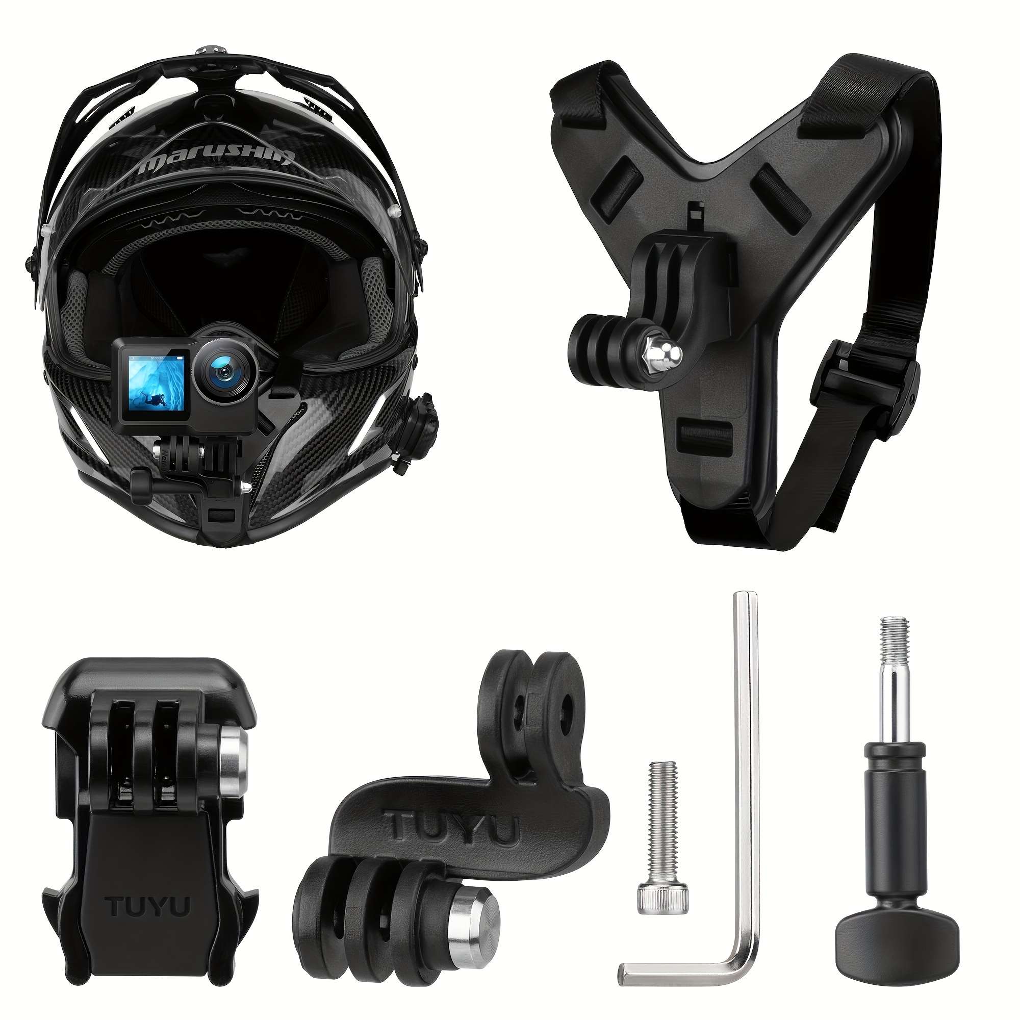 TEMU Attache de sangle de pour casques Gopro, avec une extension crochet J pour le montage de, compatible avec Gopro Max, modèles Hero 13 à 8, X5, X4