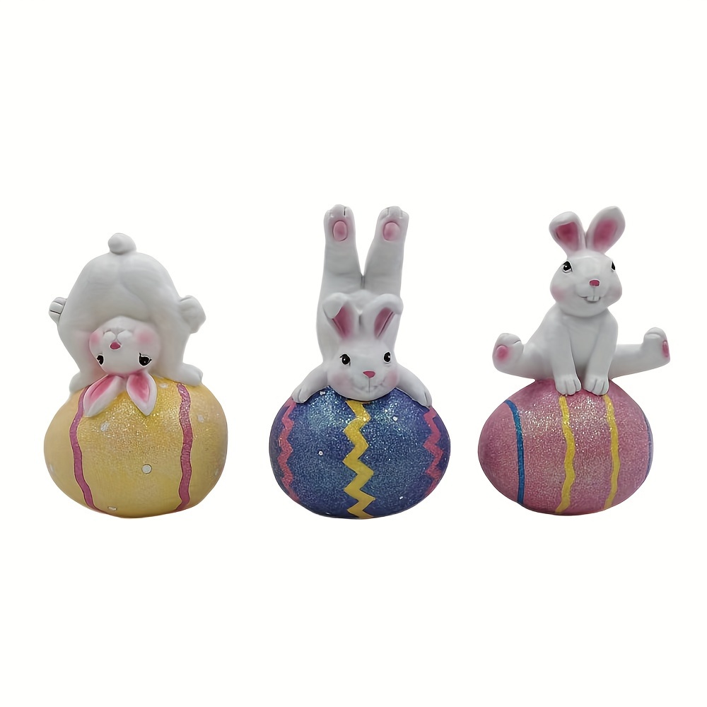 1pc easter bunny egg decoration creative home accessories desktop resin craft ornaments spring bunny figurine gift home decor
