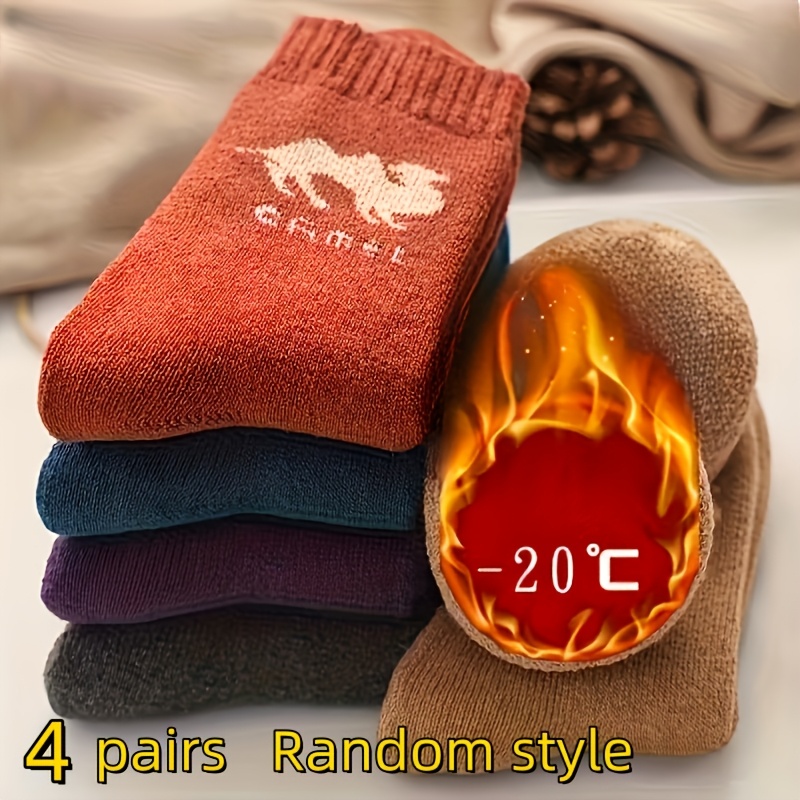 E-shop 4 Paar zufällige Herren-Herbst/Winter verdickte Kamel- Frottee-Wadenhochsocken