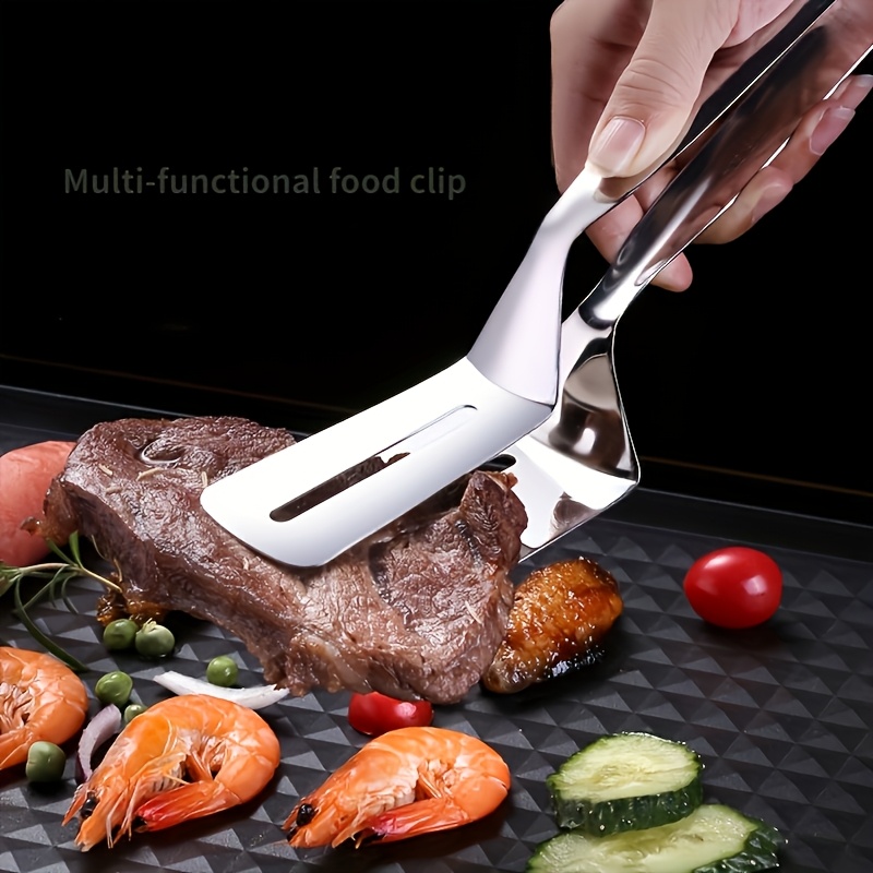 TEMU 1 Stainless Fry Tongs Food Tongs Fish Tongs Tongs Steak Shovel Kitchen Tools Happy Ramadan, Wooden Tongs For Fry, Cooking Tools, Grilling