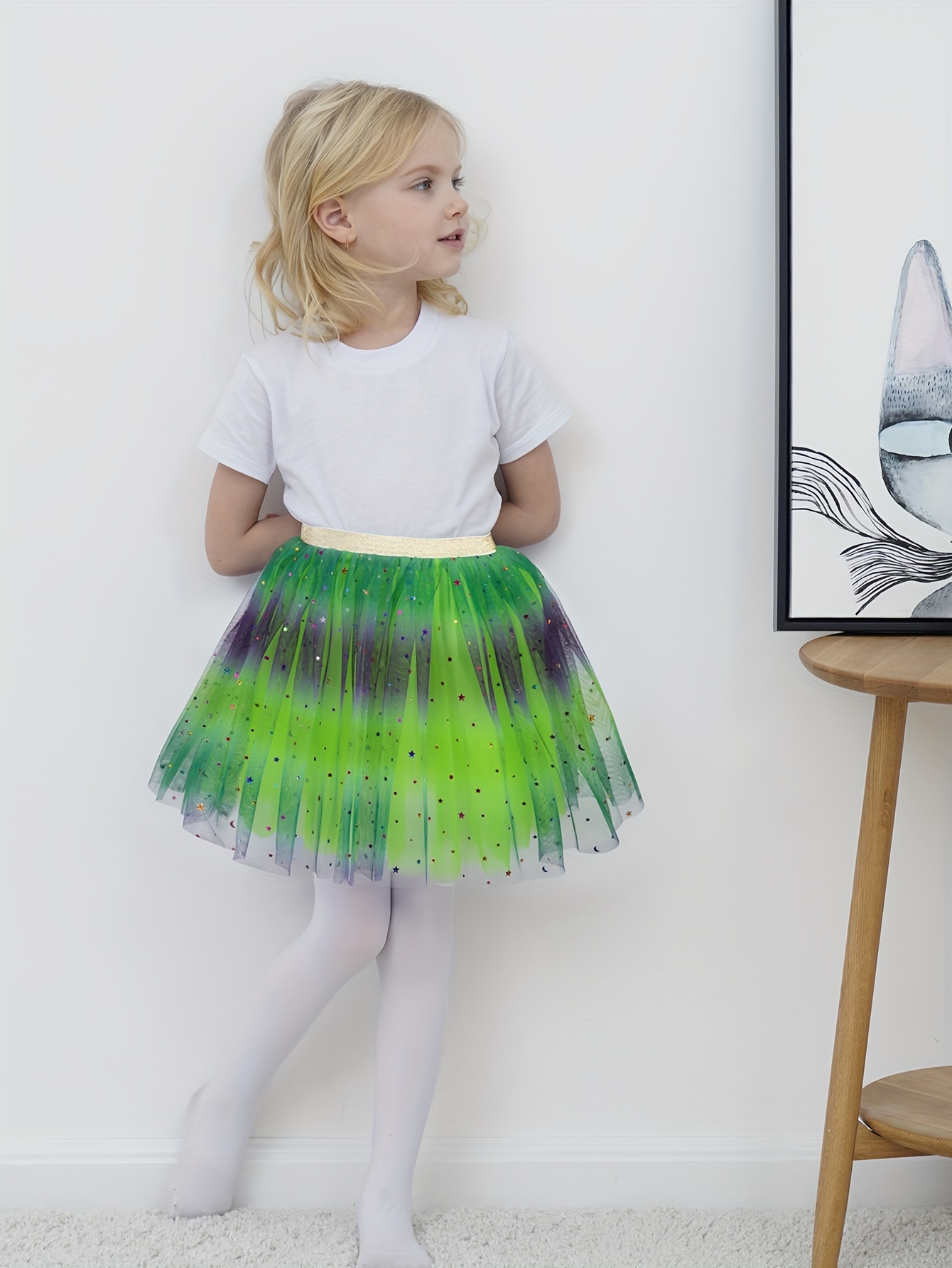 Gauze Skirt Half Skirt Rainbow Glitter Princess Skirt Fluffy Temu