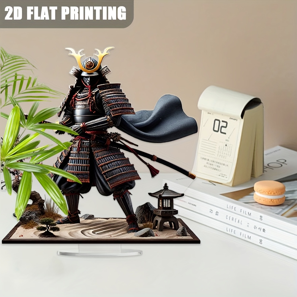 

2d Flat Japanese Acrylic Ornament, Japanese Warrior With Full Armor, , And Zen , Home Decor, Cultural Displays, , And Unique Gifts, Symbolizing Strength, , And Serenity.