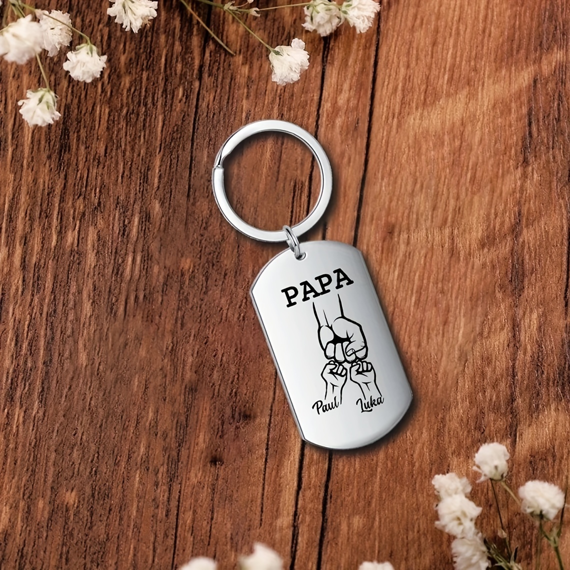 

【customized Products】fist Keychain For Dad, Gift For Personalized Dad Keychain, Dad And Name Keychain For Dad, Gift For Husband