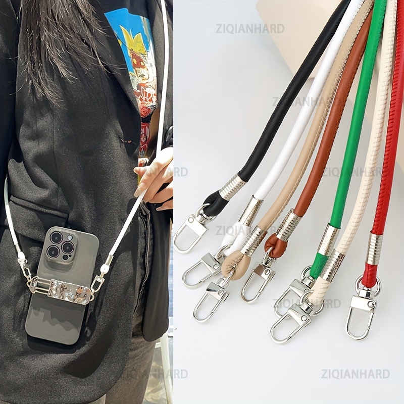 

1pc 120cm/47.24'' Shoulder Strap Replacement Pu Leather Bag Strap, Single Shoulder Crossbody Strap, Round Leather Colored Rope Buckle, Mobile Phone Hanging Rope