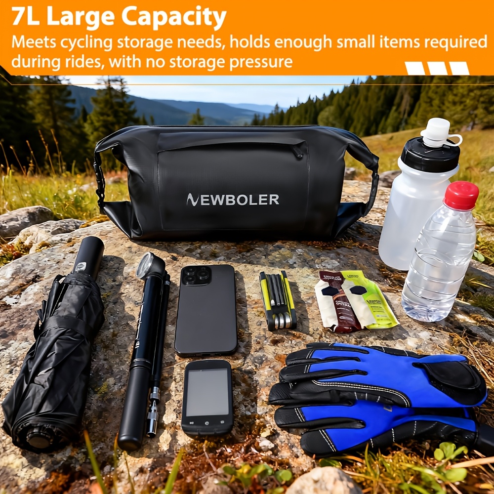 NEWBOLER Bicycle Handlebar Bag, 7L Large Capacity Bike Bag, PVC Bike Front Bag, Suitable for MTB Road Bike, Bike Handlebar Bag Cycling Accessories