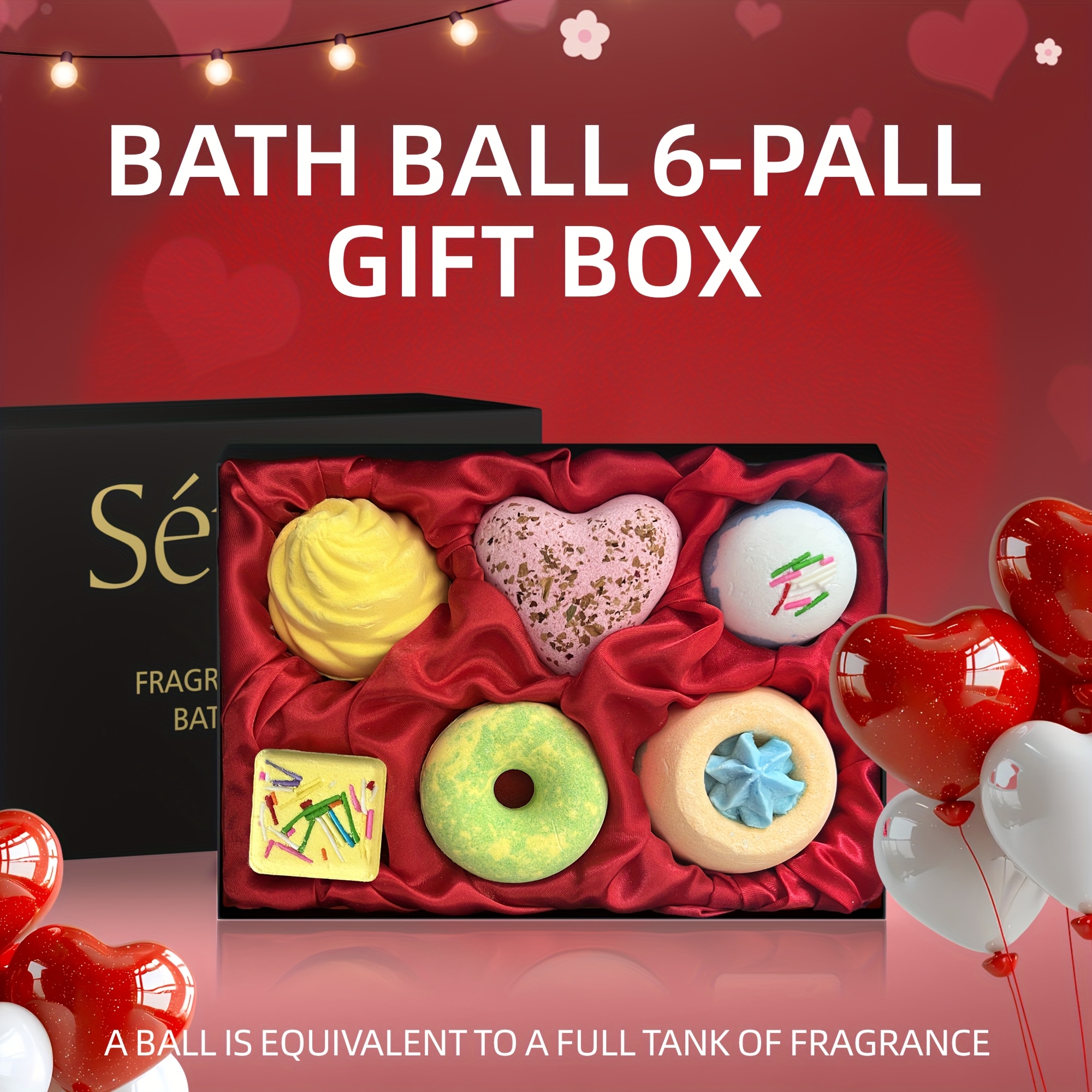 TEMU 6pcs/set Sefralls Fragrance Bubble Bath Salt Set Valentine's Day Gift, Beautiful , Multiple Scents, Perfect Gift For Women, Bath Balls, , Gift Box Set