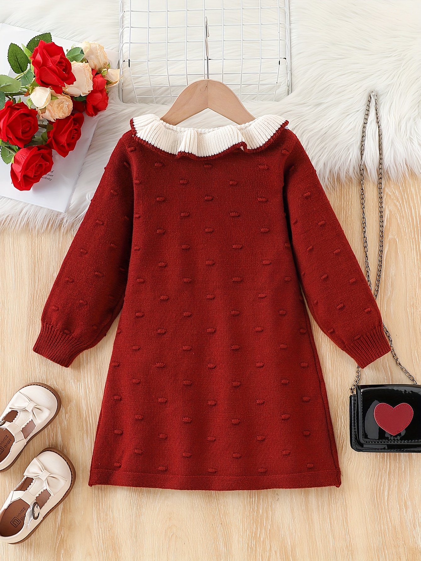 girls red three dimensional cherry dress peter pan collar - Temu Ireland