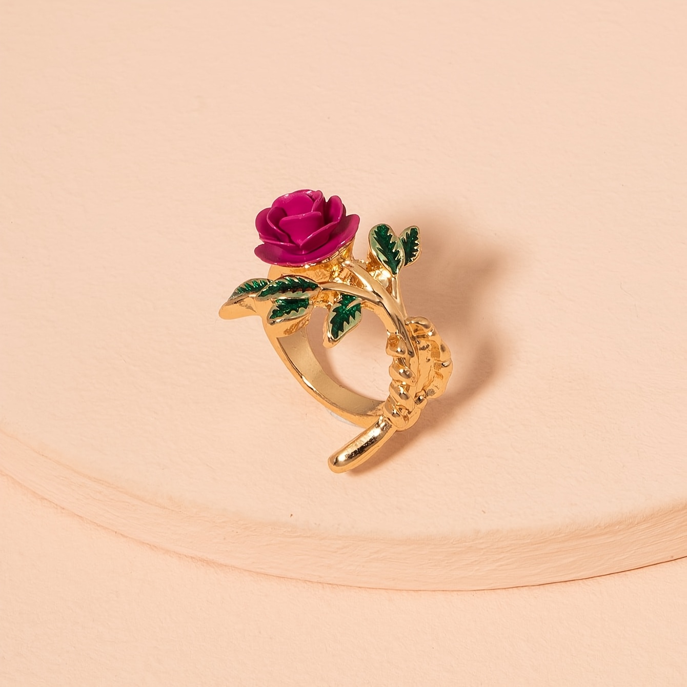 Women's Elegant Rose Flower Ring, Holiday Gift