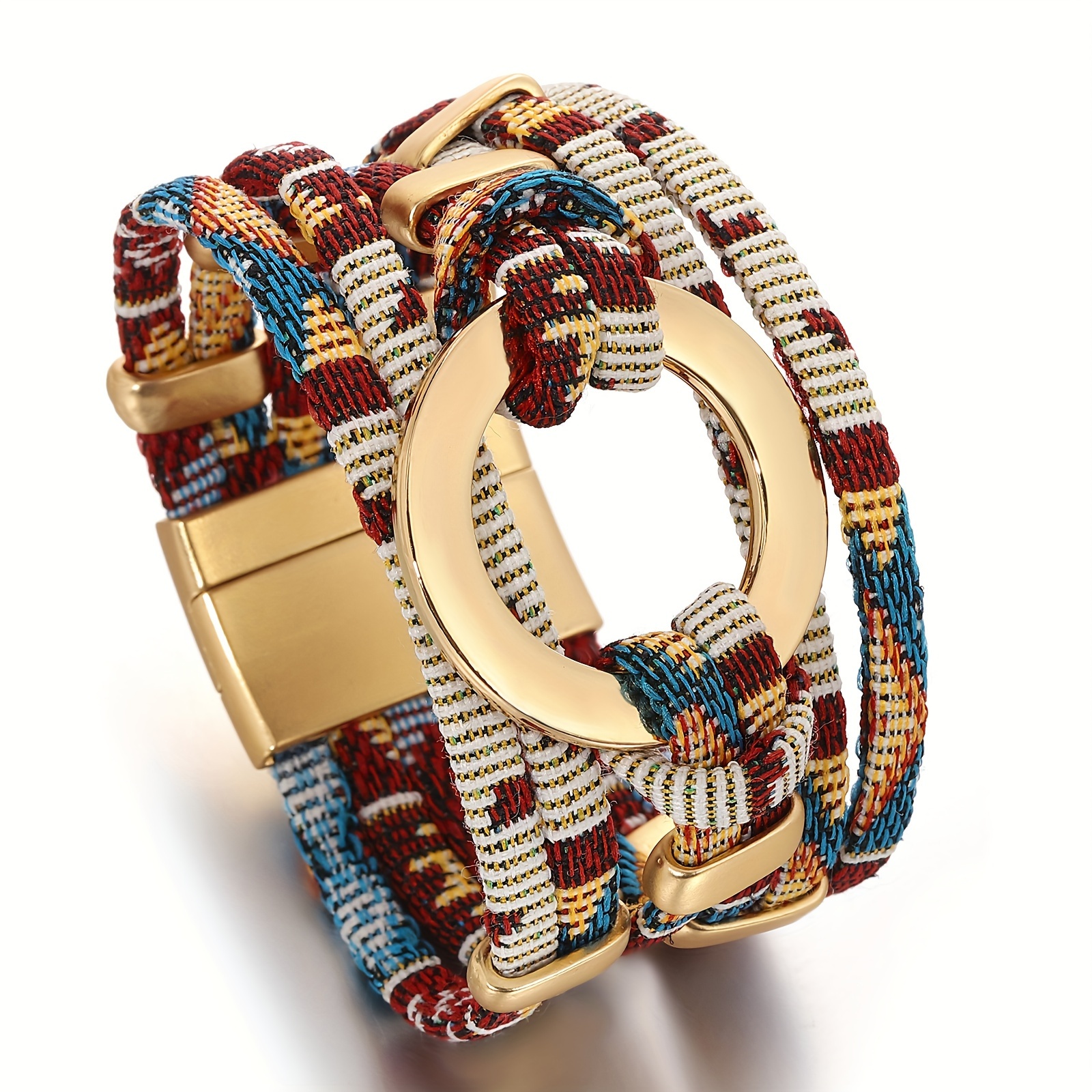 TEMU 1pc Handcrafted Bohemian Multilayer Rope Wrap Bracelets With Hollow Circle Charm - Braided Bracelet For Women Daily & Gift Occasions Jewelry