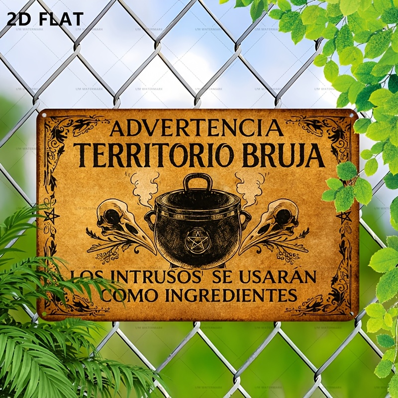 TEMU Letrero 2D " de " en español, para decoración de pared - Placa vintage de bruja española, decoración artificial de pared colgante con texto en