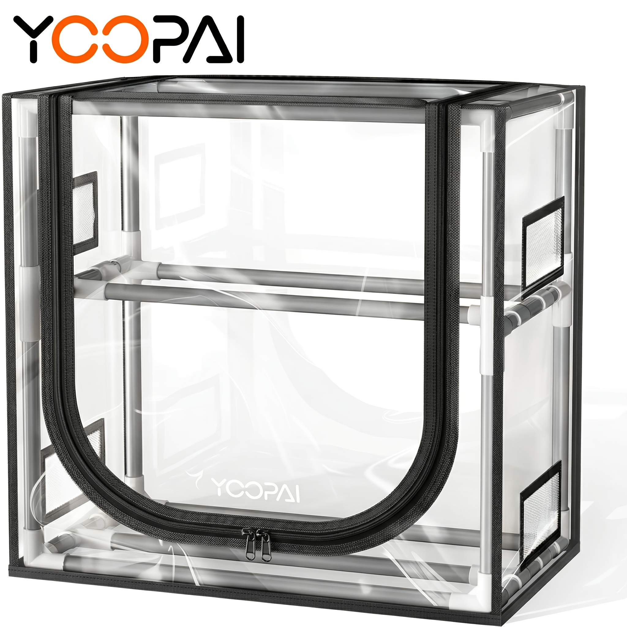 Yoopai Filament Storage Enclosure, Holds 10rolls/20 Rolls (pla, Abs, Petg, Tpu), 2-tier Metal Shelf With Transparent Cover & Desiccant, Airtight Design, Space For Workshop & Home