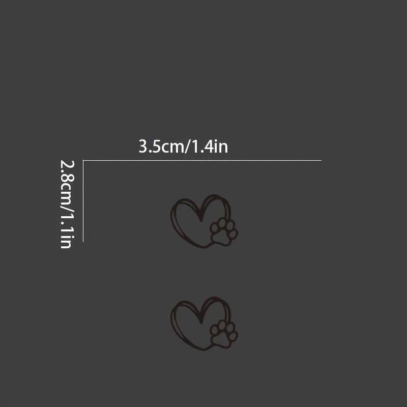 Image of 2pcs Heart-shaped Paw Print Rearview Mirror Stickers, Car Decals, Vinyl Stickers, Mini Stickers, Laptop Stickers, Water Bottle Stickers