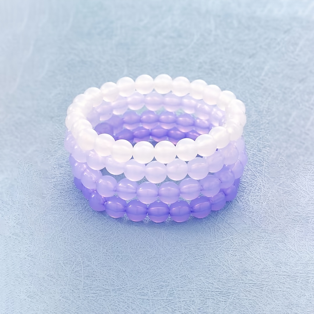 4pcs Gradient Bead Elastic Bracelet Set for Women