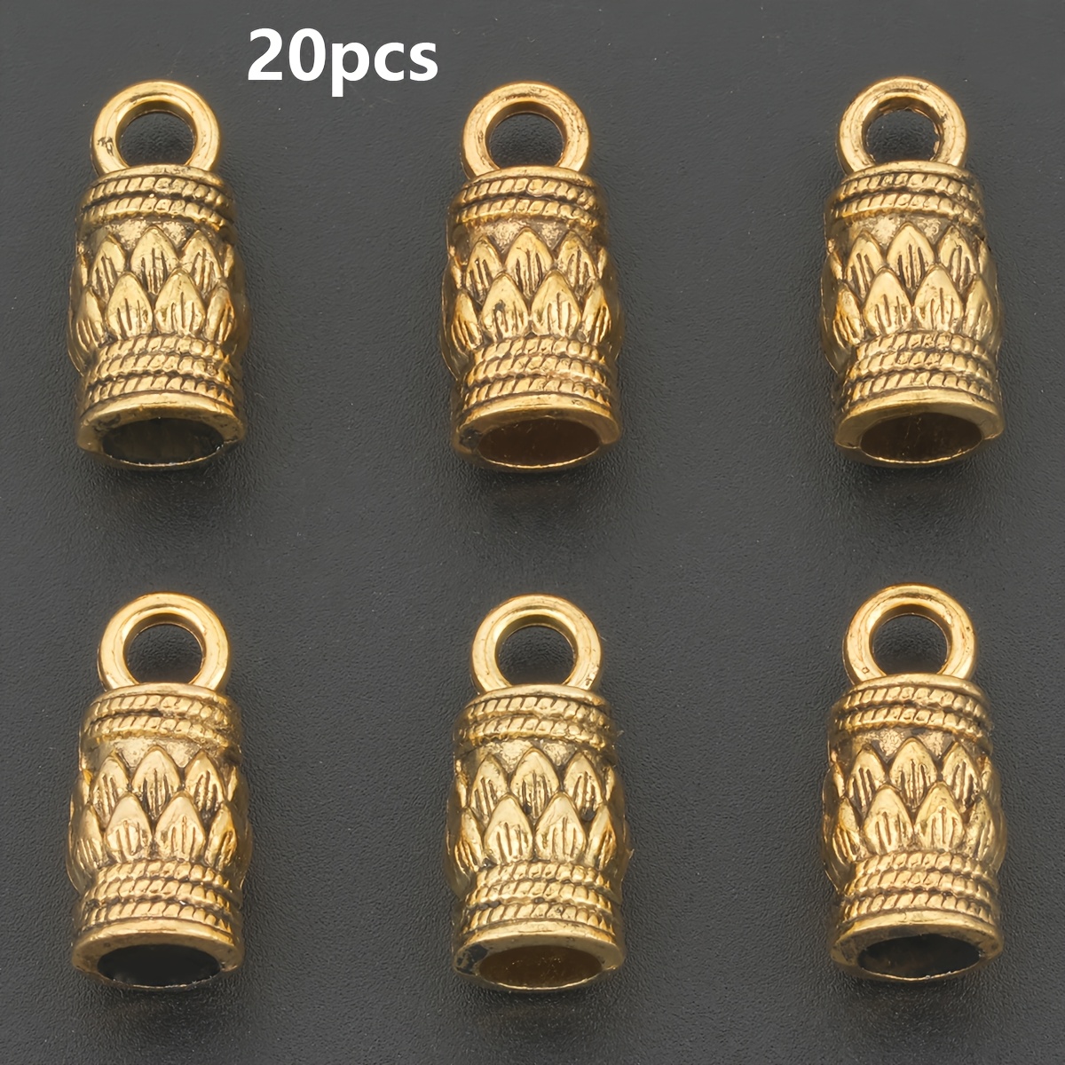 TEMU 20 pezzi Fibbie a con motivo antico, ciondolo con texture 3D di 17 mm, connettore per perline per aggiunte intrecciate, chiusura per cinturini,