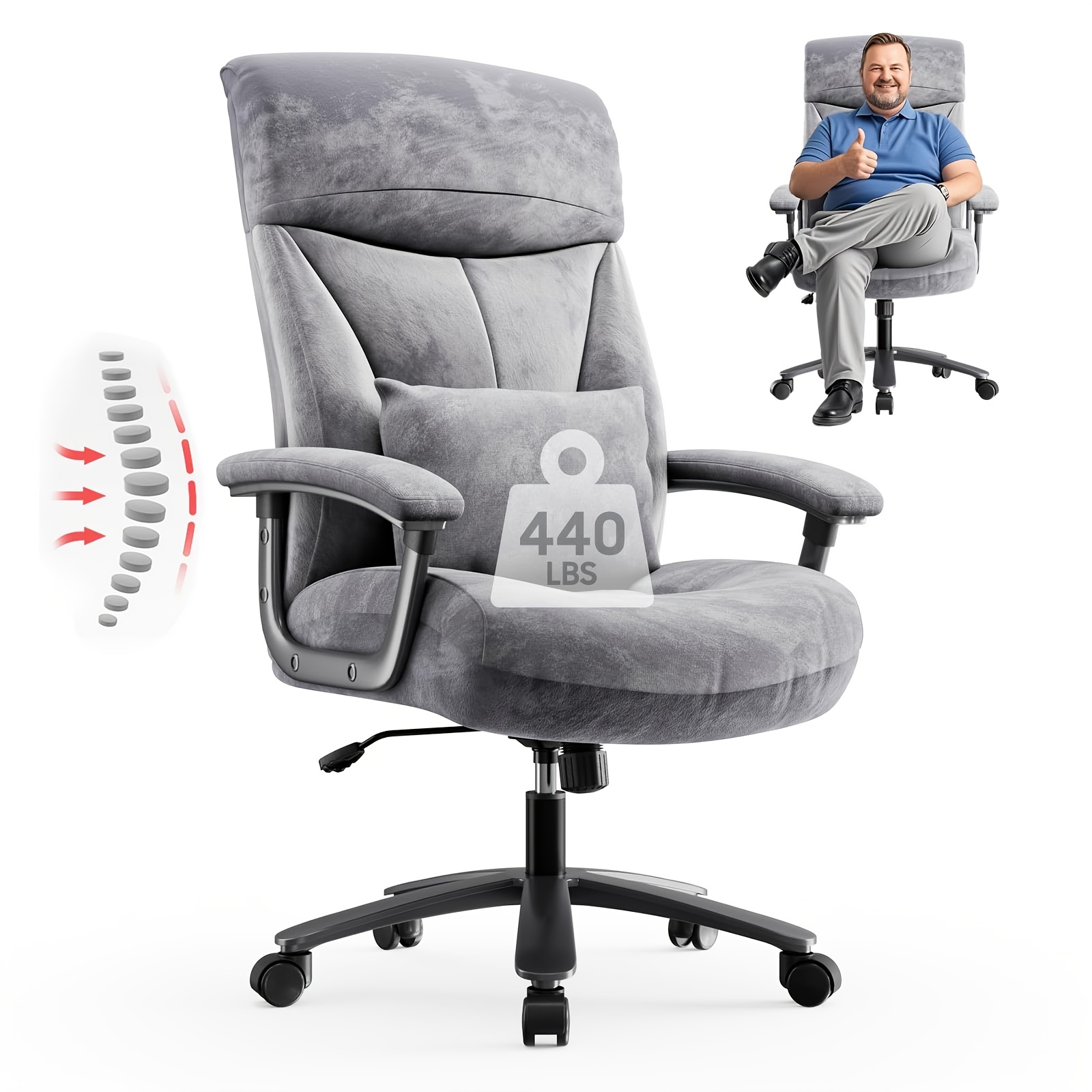 E-shop Ergonomischer Bürostuhl, Executive Stuhl, Schreibtischstuhl, Tragkraft bis zu 200 kg, XXL breiter Sitz, Computerstuhl, Polsterstuhl, Hoher