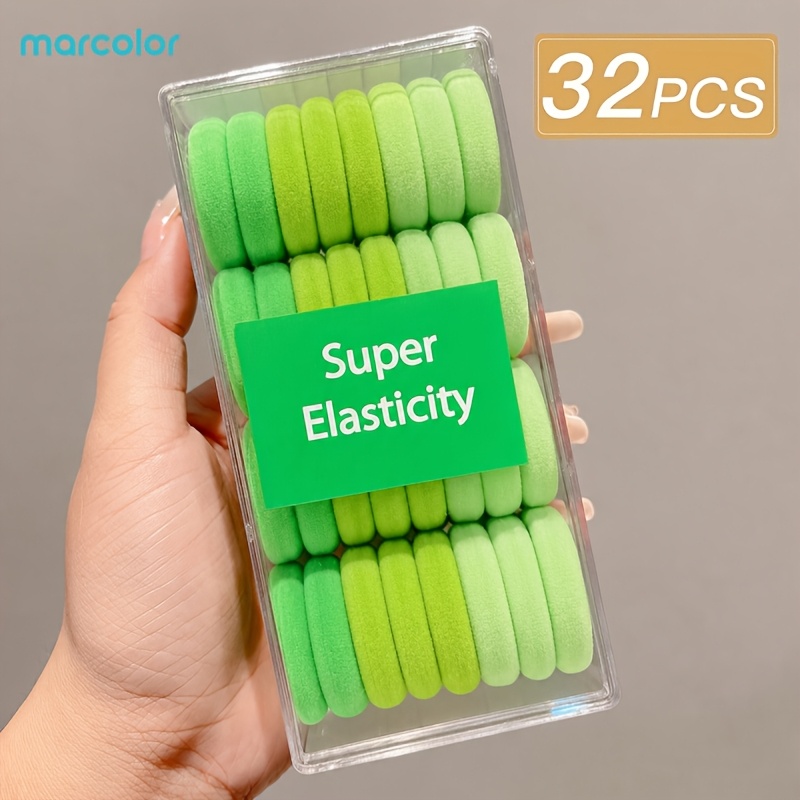 32pcs Soft Gradient Hair Tie Set with Clear Storage Case