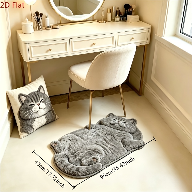 TEMU Tappeto a forma in peluche - 900g + 9mm 2D piatto con 3D, non a pelo , e realistico per arredo camera da letto, zerbino per con design grigio,