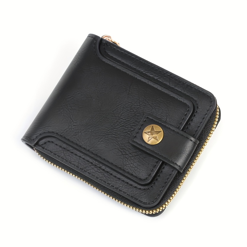 vintage textured mens short wallet full zipper closure for anti theft multi card slots coin pocket id window durable faux leather with     daily use low price grab   now