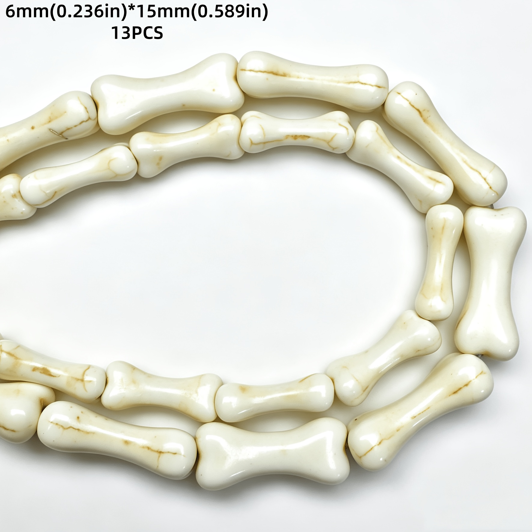 TEMU Suitable For Halloween Decorations, 15/20mm Exotic Turquoise Bone Beads, 13/10pcs Set, White Cracked Semi-finished Turquoise Loose Beads, 3d