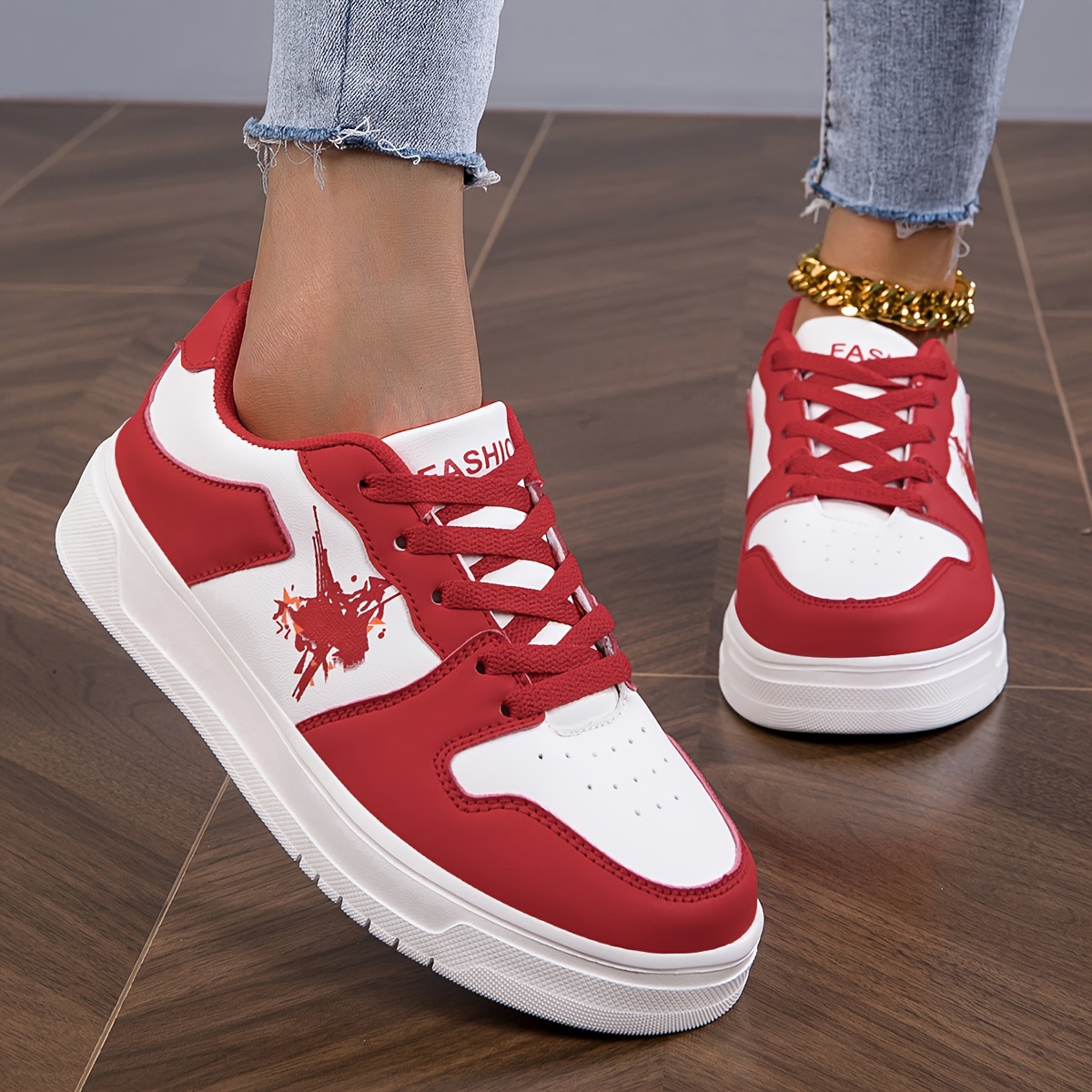 

Women's Fashion Sneakers, Chunky Platform, Casual Sports Skate Shoes, Faux Leather