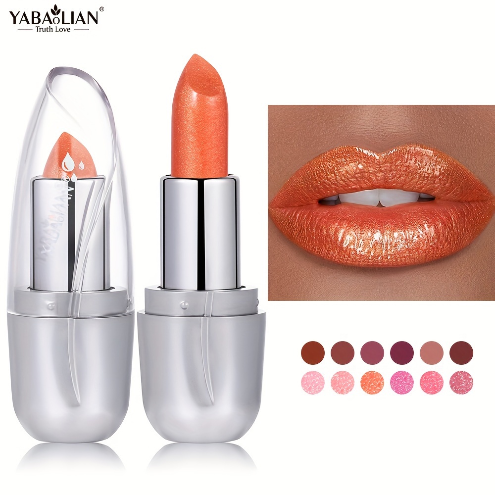 

Yabaolian Pearlescent Matte Lipstick Long Lasting Waterproof Glitter Lipstick Shimmer Pearlescent Shiny Metallic Pink Lipstick Women's Mother's Day Gift (y0142b)