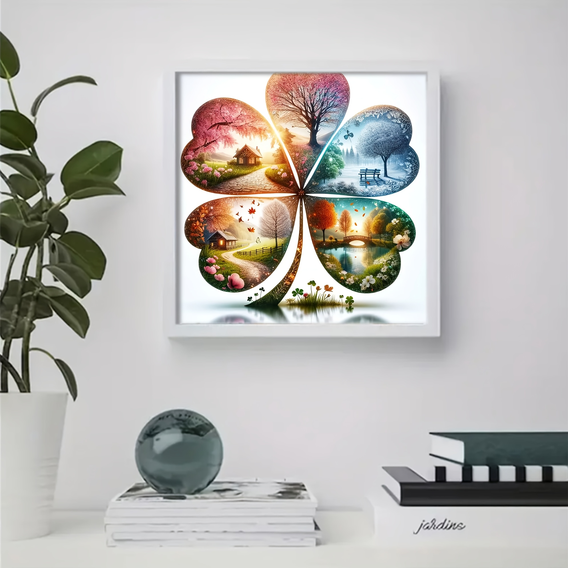 TEMU 1 Set Creative Clover Art Pattern - Painting Kit, Art Needlework, 11ct - Fabric Painting Decoration Craft, Suitable For Home Wall Decoration And