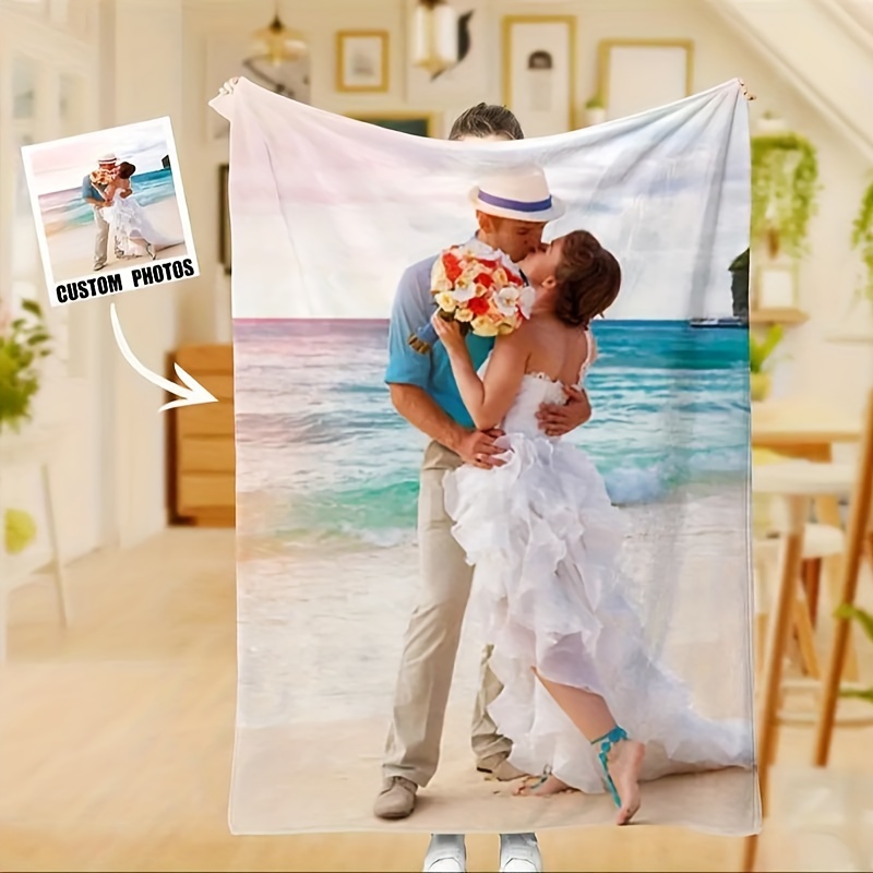 

Personalized Memory Blanket - Soft, Warm Flannel Throw With Your Photo | Perfect Gift , Family & Lovers | Ideal For & Camping