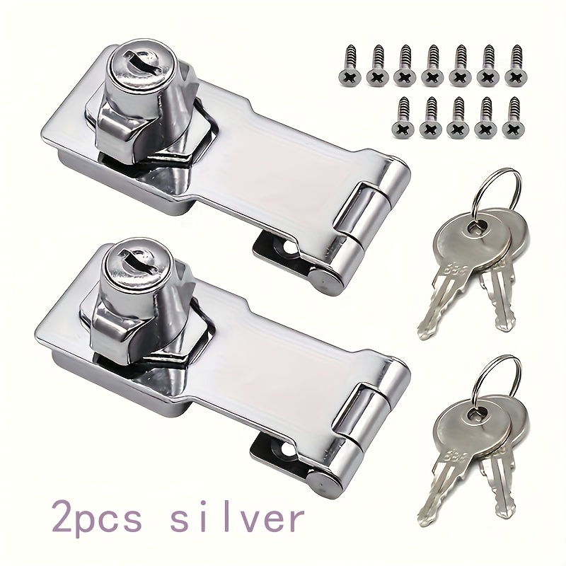 2pcs Metal Safety 2-in-1 Furniture Lock, Non Key. Suitable For Doors, Cabinets, Mailboxes, Drawers, Filing Cabinets, Store Lockers, With 2 Keys And Screws, Easy To Assemble, 2.5 Inches