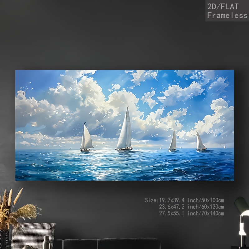 TEMU 2d Flat, 2d/flat 1pc Frameless And Sailing Canvas Poster, Large Size Wall Art For Living Room, Bedroom, Dining Room, Office Decoration, Holiday