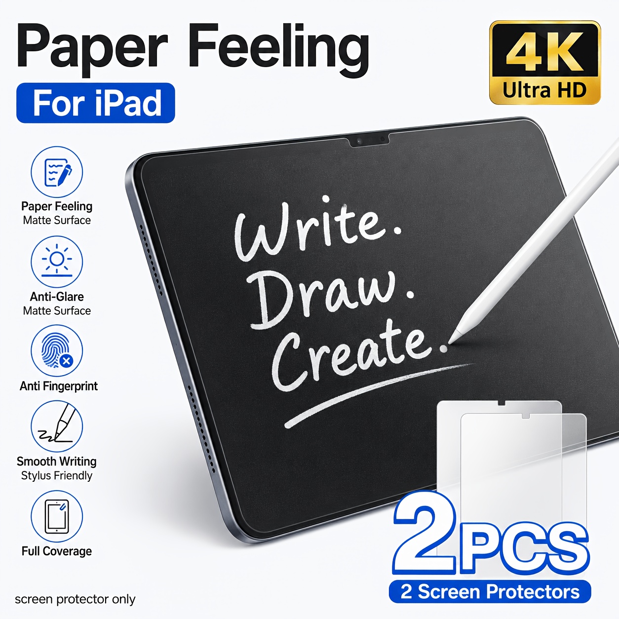 TEMU 2 pezzi Proteggi Opachi Texturizzati per Ipad Mini 6/A17 Pro, per Ipad 10a /A16, per Ipad Air 4/5 e M2/M3/M4 da 11 pollici, per Ipad Pro 11