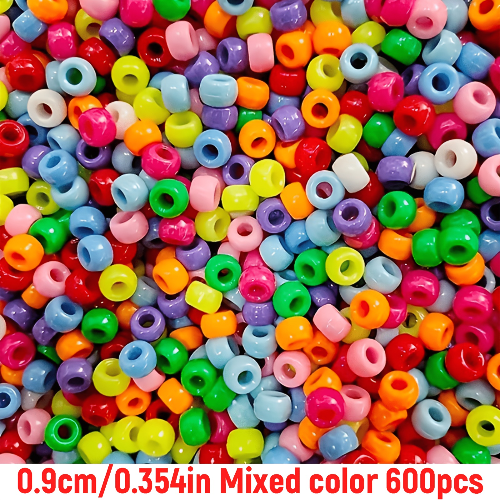 TEMU 600pcs 9mm Mixed Color Large Hole Small Horse Bead Plastic Bucket Craft Beads For Makingbracelet Necklace Materials