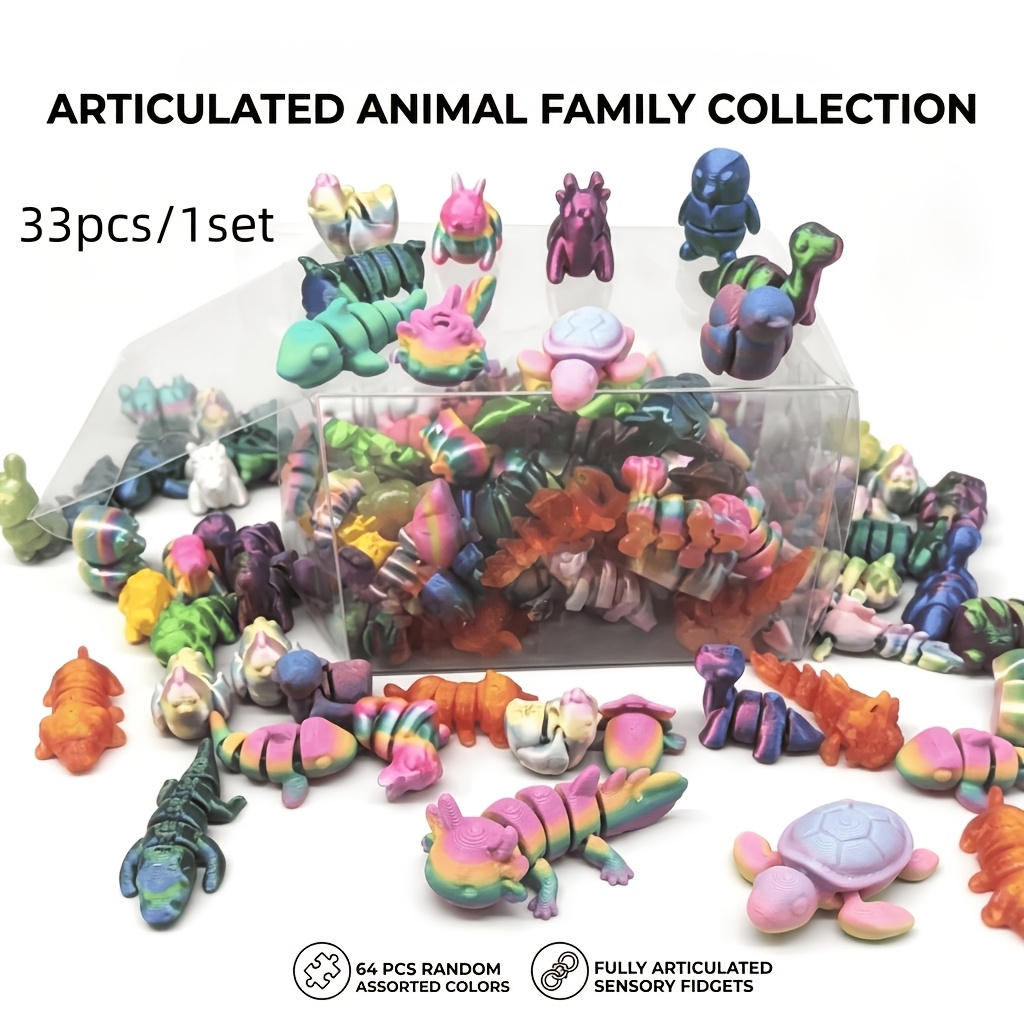 33pcs 3D Printed Animal Kingdom Toy Figure Playset