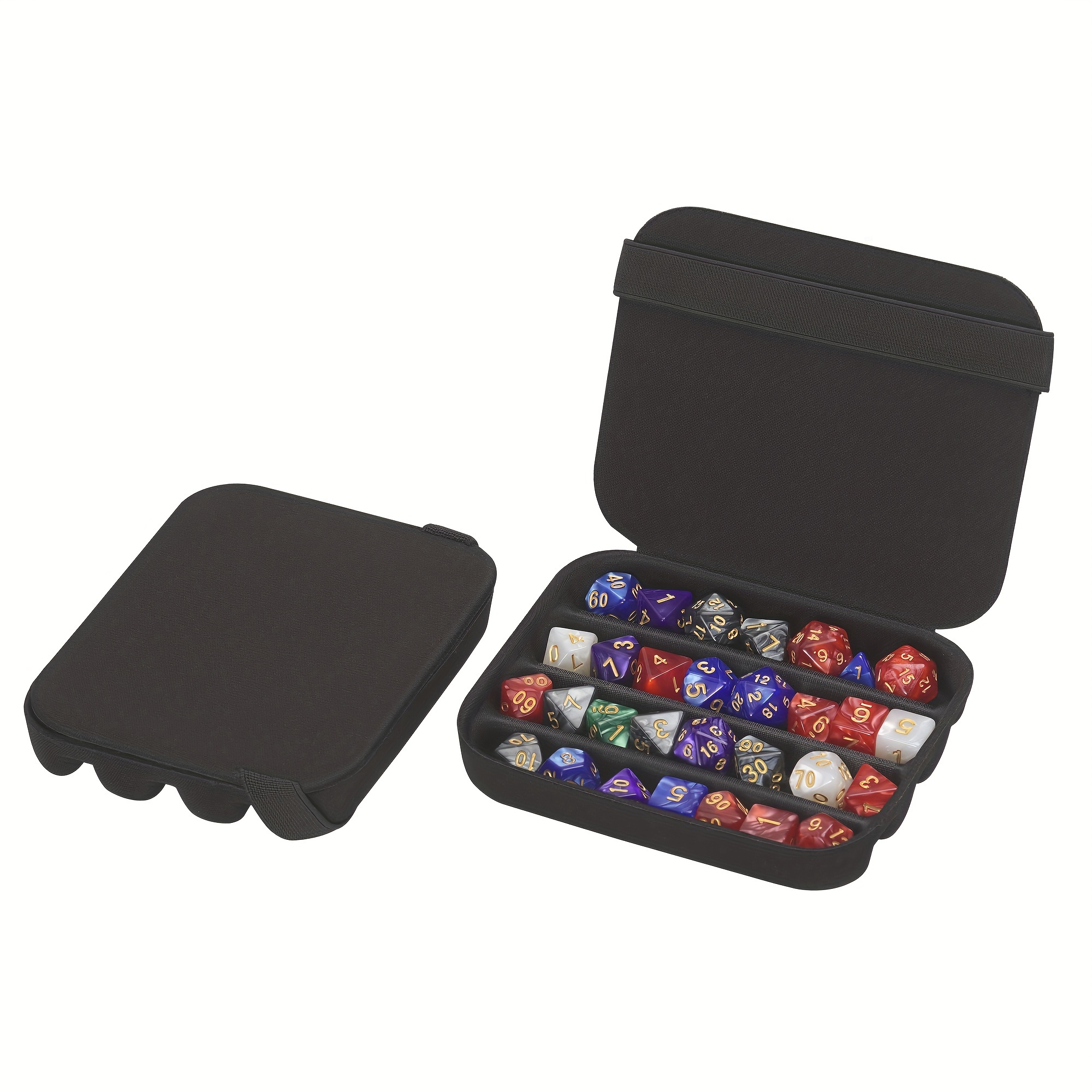 

Travel-friendly Dice Storage Case For Rpgs & Board Games - Eva Material, Snap Closure, Holds 4 Sets Of Polyhedral Dices, -resistant, Portable Dice Organizer Box With Protective Divider