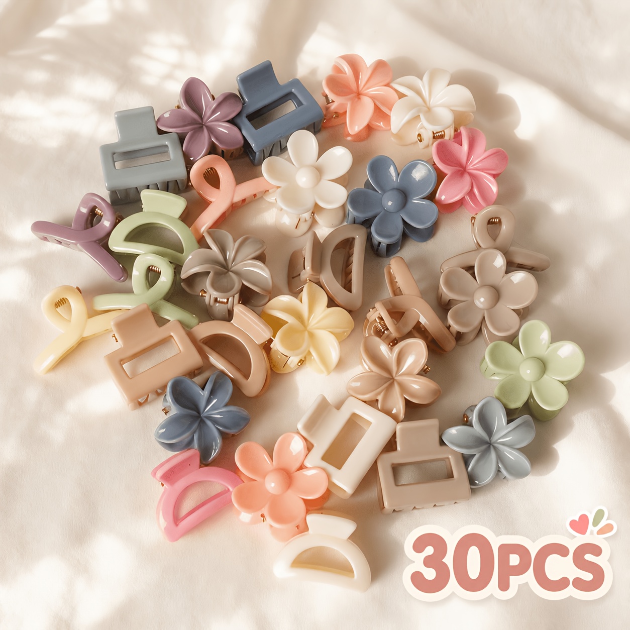 TEMU 30pcs Random Assorted Solid Hair Clips Set, Cute With Multiple Patterns, Durable Non-slip Use For Daily, Casual, Work, Dating, Vacation, And
