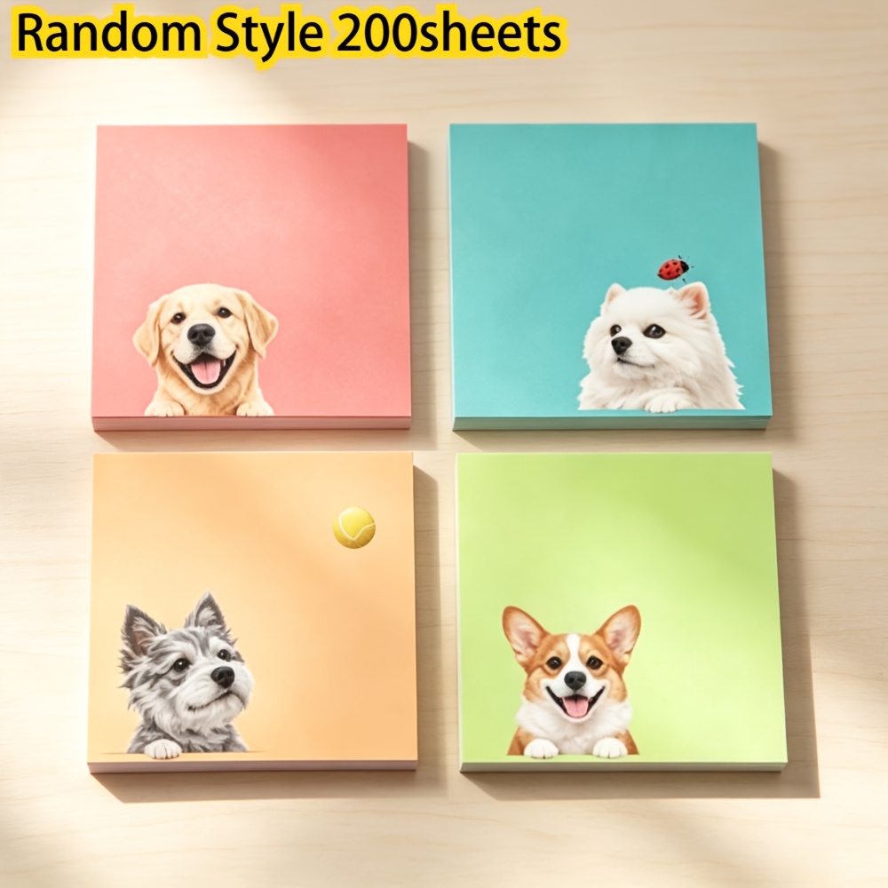 TEMU 200pcs Of Adorable Dog Macaron Sticky Notes, 4 Random Patterns. Suitable For Note Marking, Journal Decoration, Student Office , Photo Album