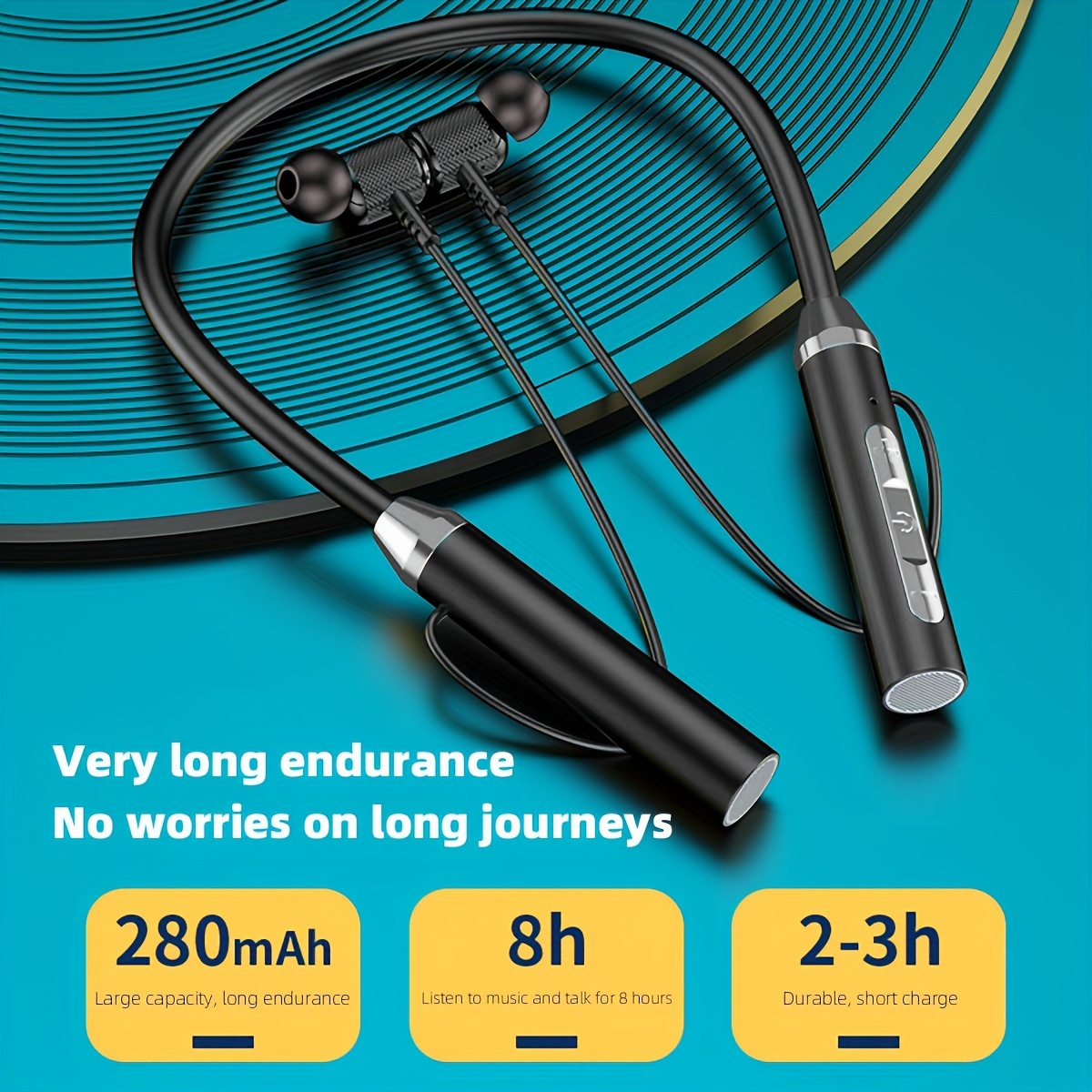 g08 wireless neck sports headphones extra long standby wireless compatible capacitive mic suitable for adults ideal for exercise details 0