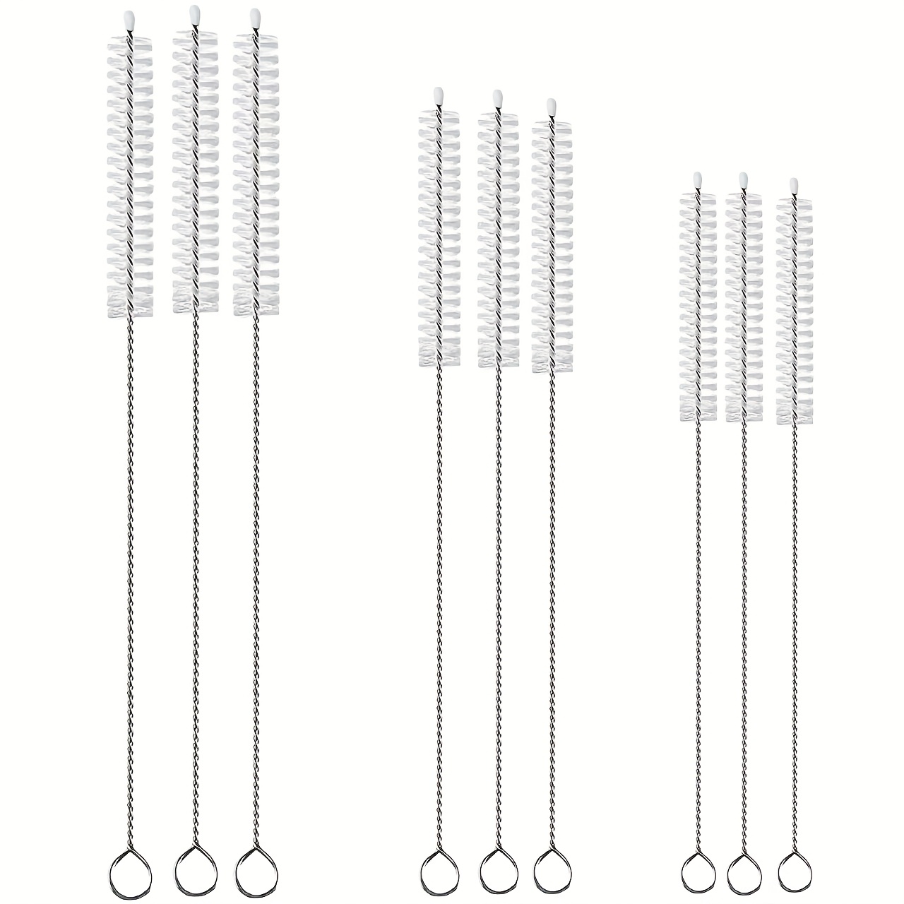 E-shop 9-teiliges Strohhalm-Reinigungsbürsten-Set – (3 Größen) extra langer Rohrreiniger, Edelstahl-Reinigungsbürste für Strohhalme, geeignet für