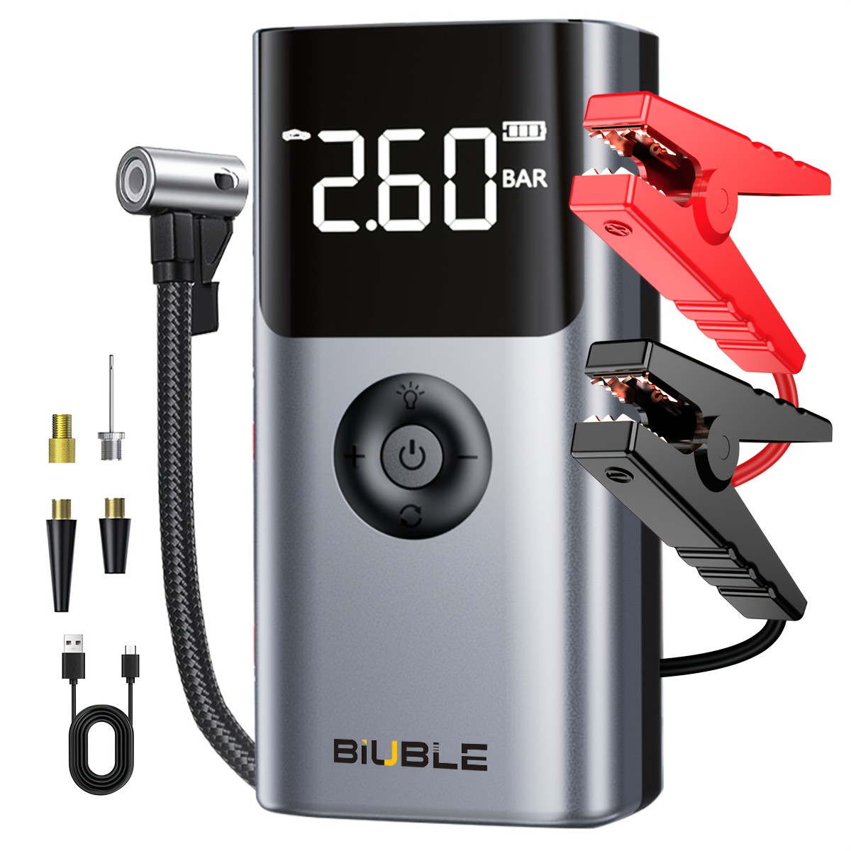 TEMU Car Battery Jump Starter, 15000a 12v Jump Starter With Tyre Inflator 150psi Air Compressor, Portable Battery Jumper Box Tire Inflator Portable