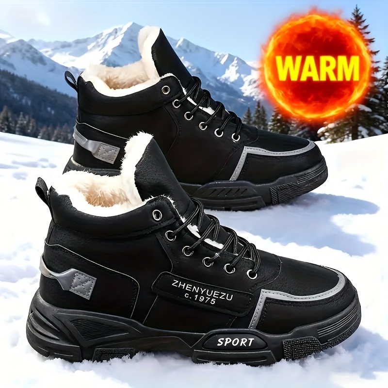 Autumn And Winter High-top Thickened Fleece-lined Warm Snow Boots, Comfortable Lightweight Casual Walking Shoes For Outdoor Sports, Hiking, Travel, And Camping Gear