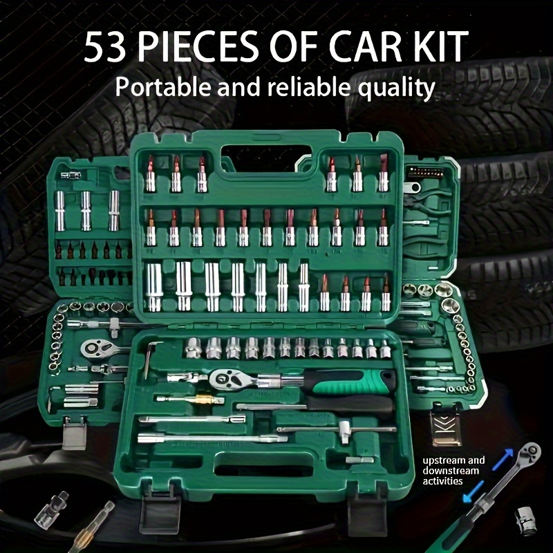 

53-piece Auto Repair 72-tooth Quick Ratchet Wrench S2 First Dual-purpose Wrench Socket Tool Set